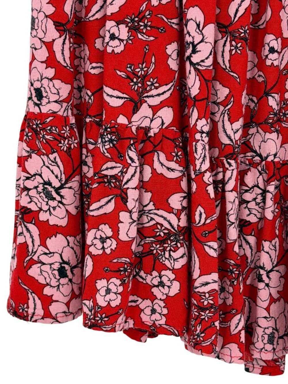 Band Of Gypsies Red Floral Sleeveless Tiered Dress M | Coquette Grunge Fairy Y2K - Picture 6 of 16